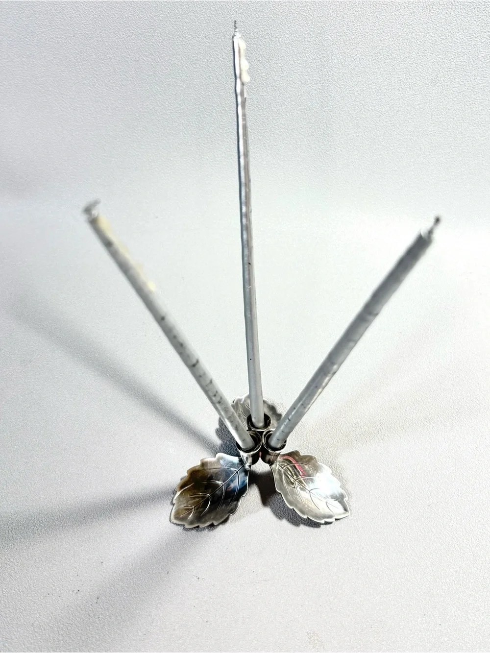 Vintage Denmark Hans Jensen Silver Plated 3 Leaf Motif Candle Holder